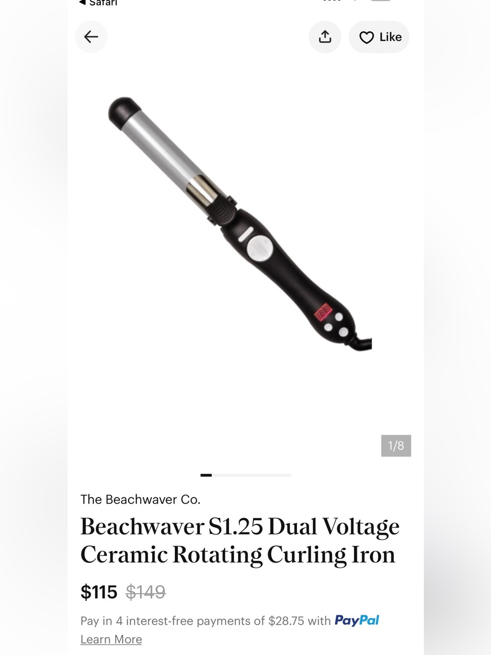 The Beachwaver Co. Black & Silver Rotating Ceramic Curling Iron
